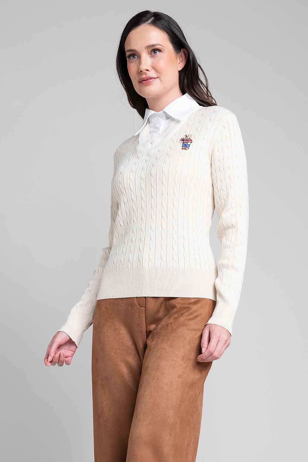 Sueter De Punto Con Cuello Camisero