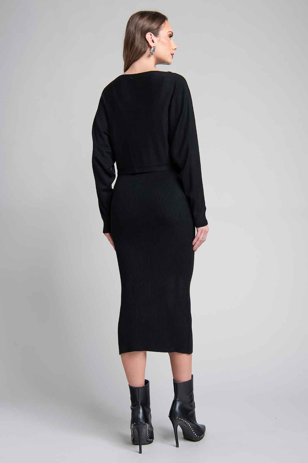 Vestido De Punto Con Sueter De Pedreria