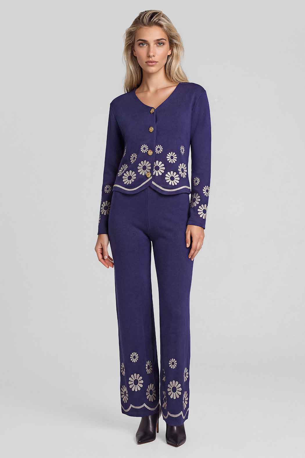 Conjunto De Punto Con Estampado De Flores