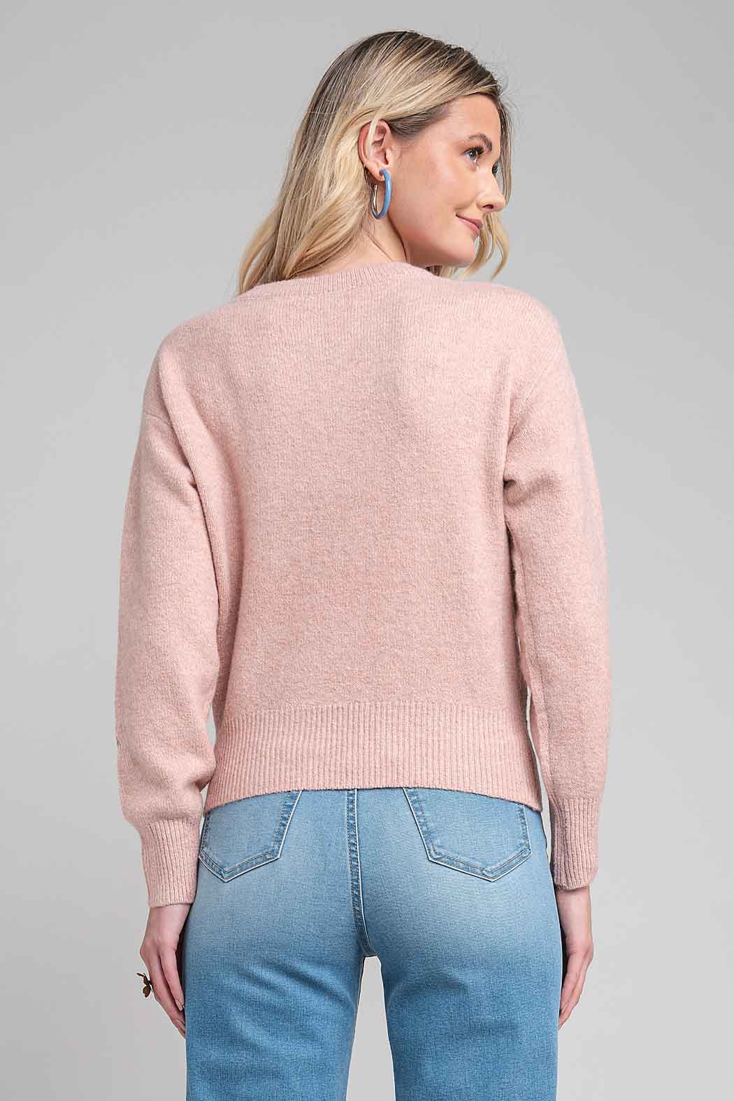 Suéter De Cuello Redondo De Punto Con Estampado Floral