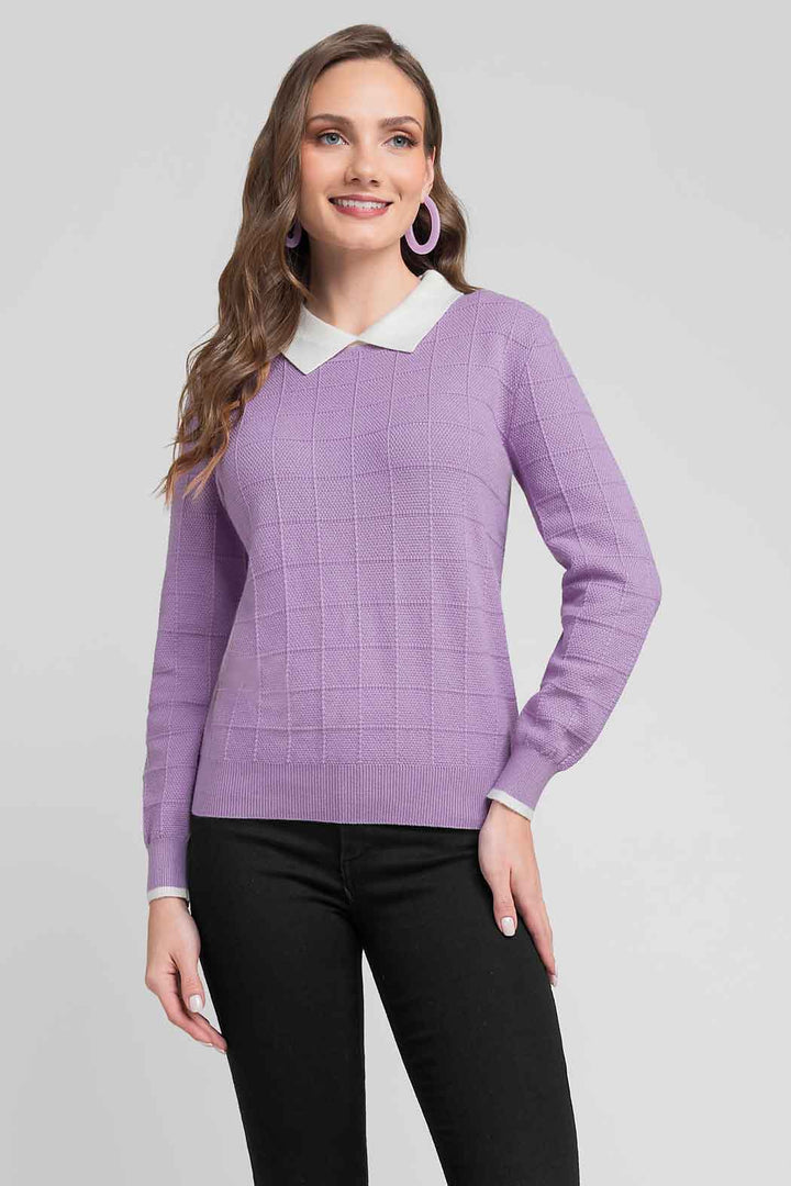 Suéter De Punto Con Cuello Camisero