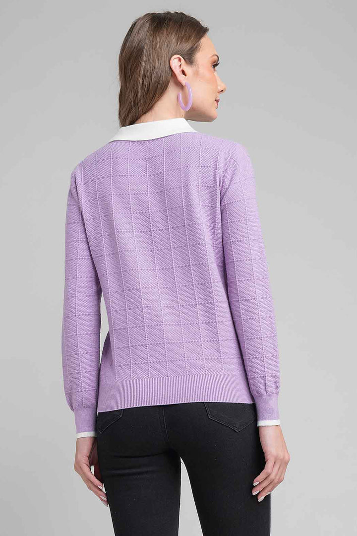 Suéter De Punto Con Cuello Camisero