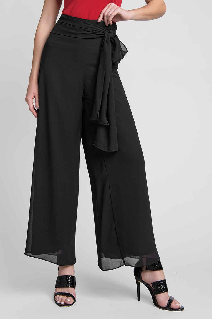Pantalon De Chifon Amplio Con Tiras De Adorno