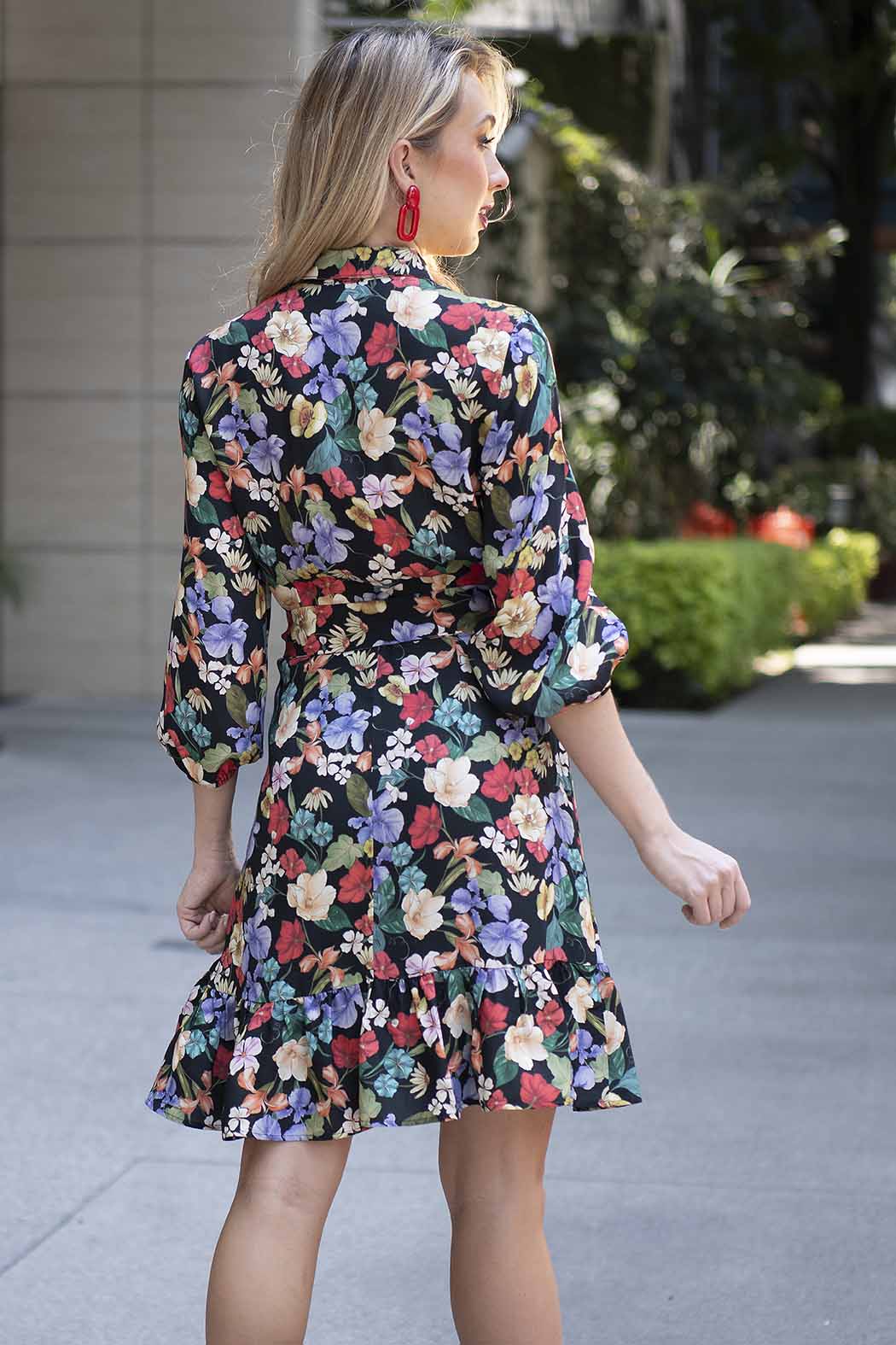 Vestido Camisero Con Estampado De Flores