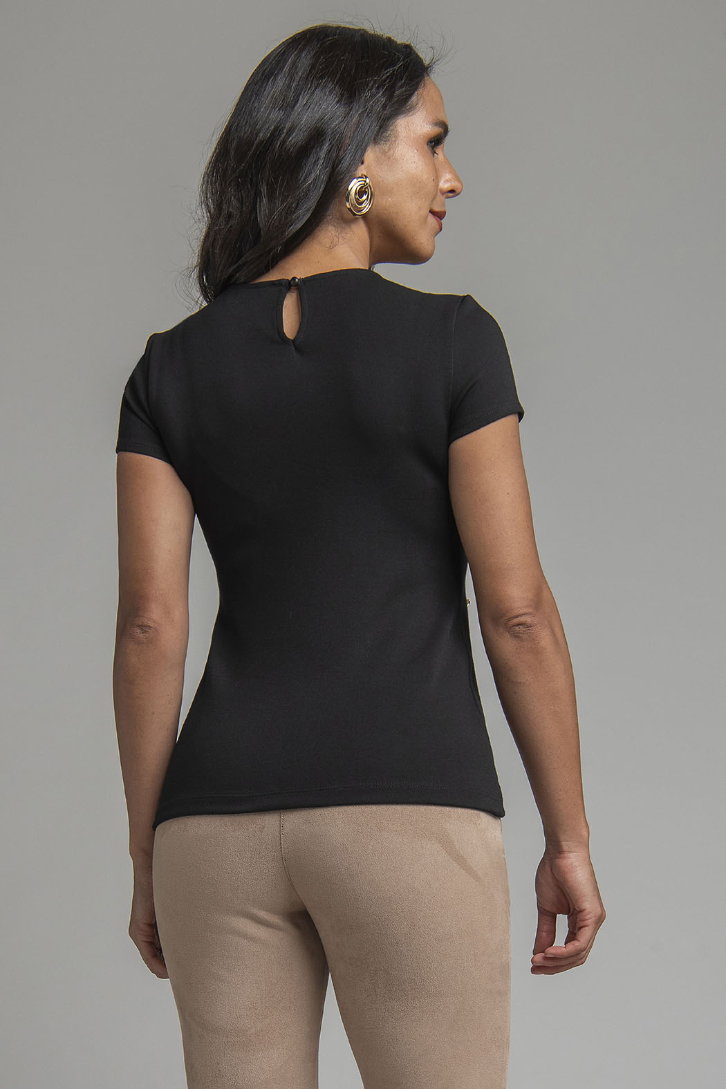 Blusa De Manga Corta Con Botones Al Costado
