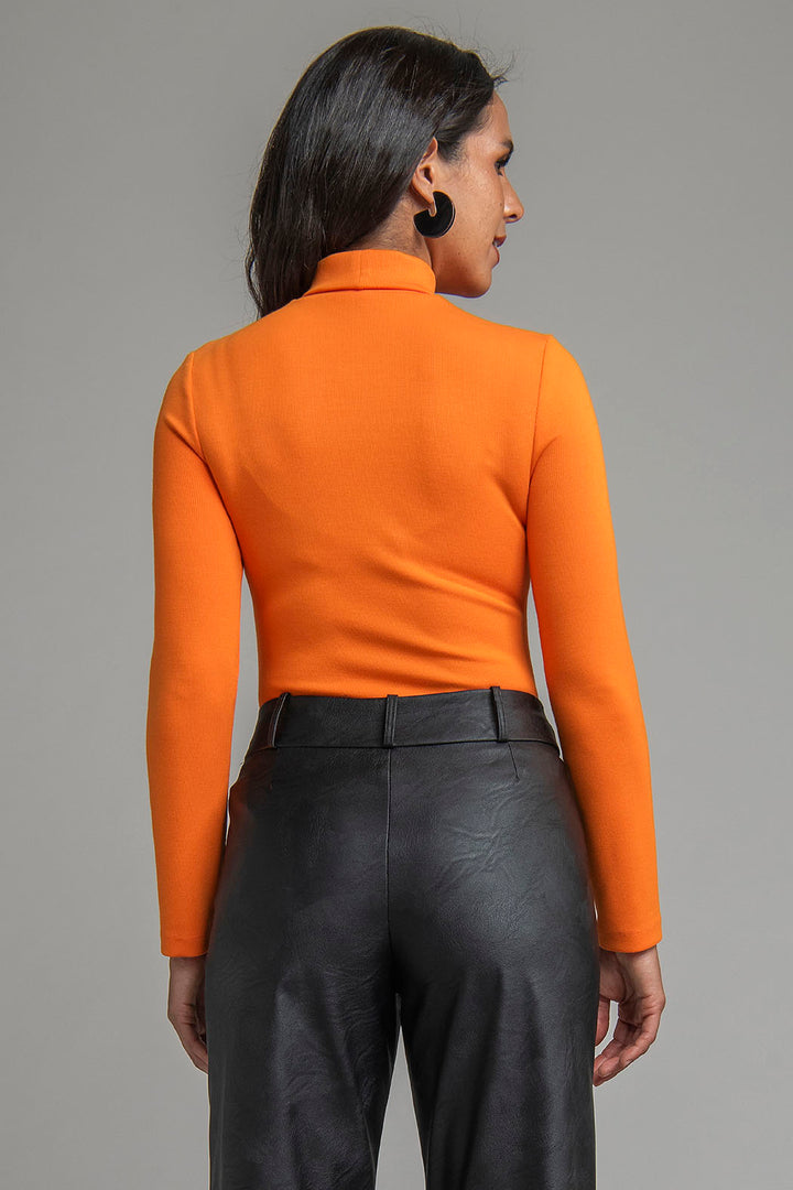 Blusa Lisa De Manga Larga Y Cuello Alto