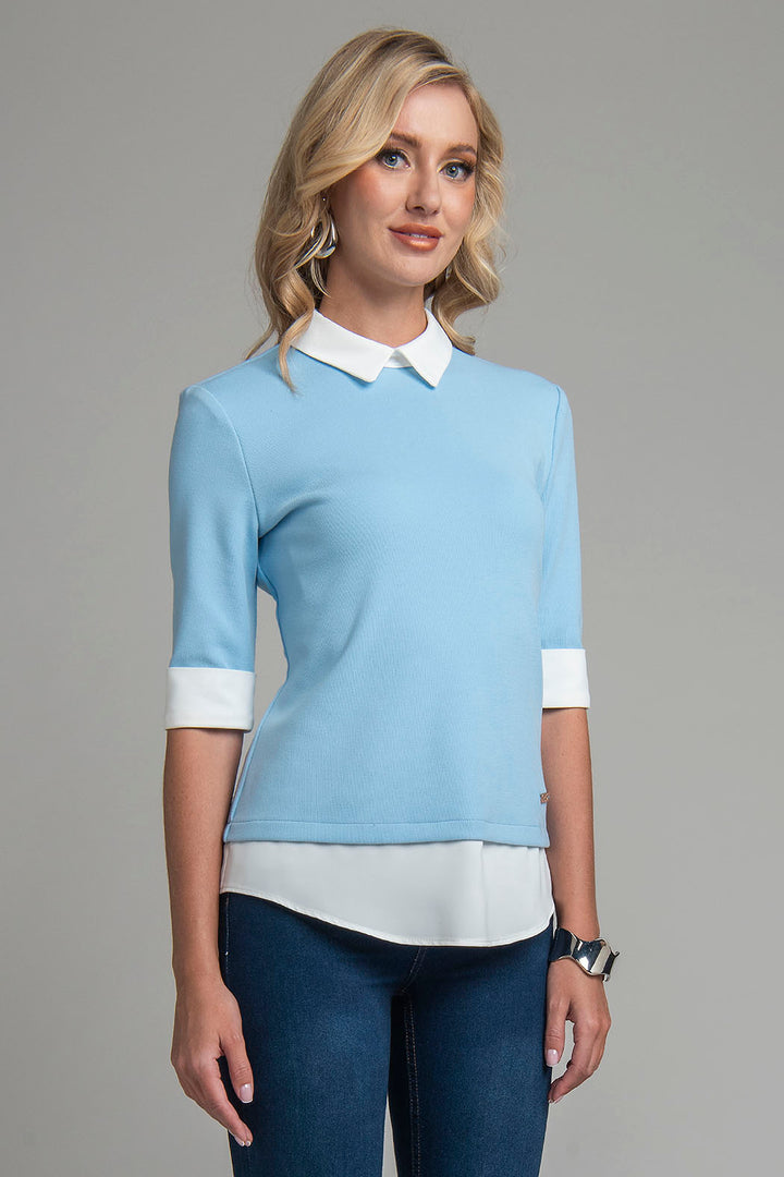 Blusa De Manga 3/4 Cuello Sport