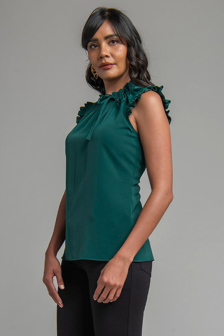 Blusa De Cuello Alto Sin Mangas