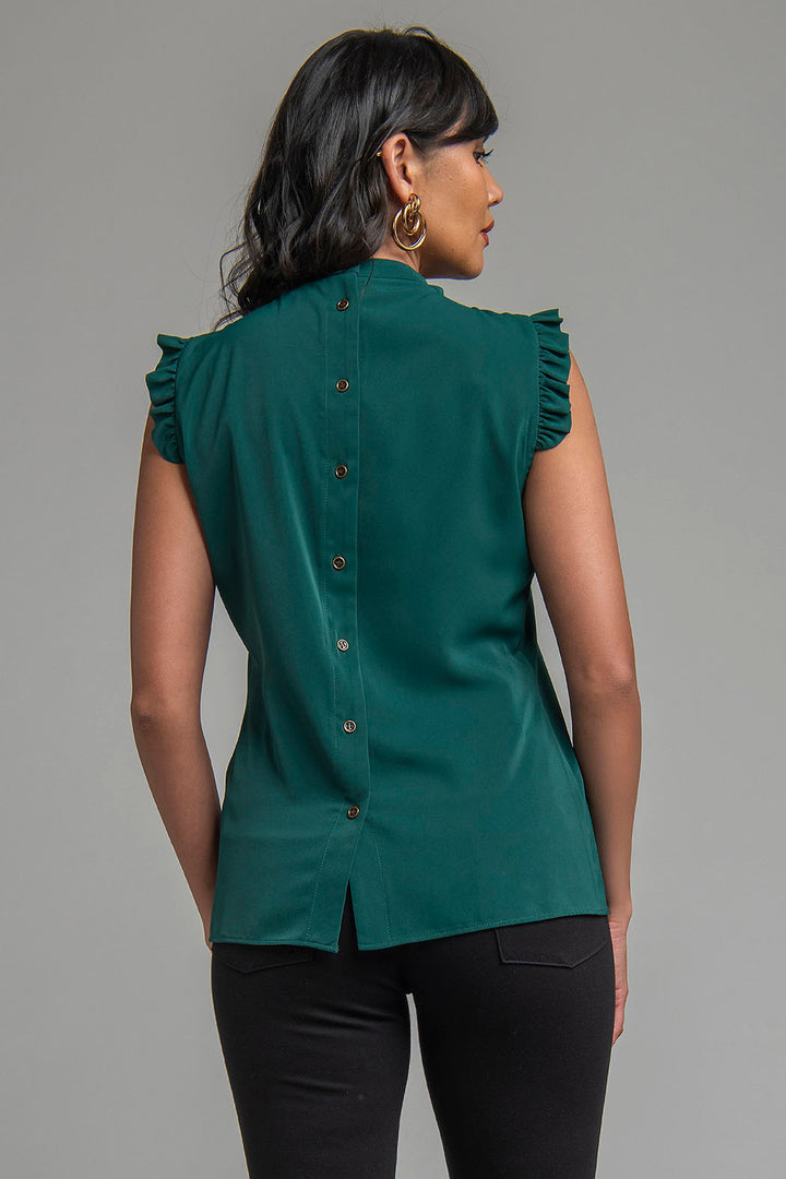 Blusa De Cuello Alto Sin Mangas