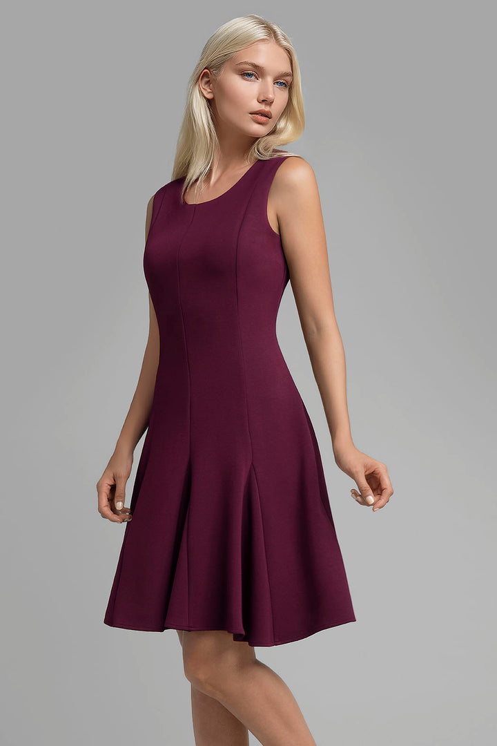 Vestido Corte Medio Circular Liso Sin Mangas