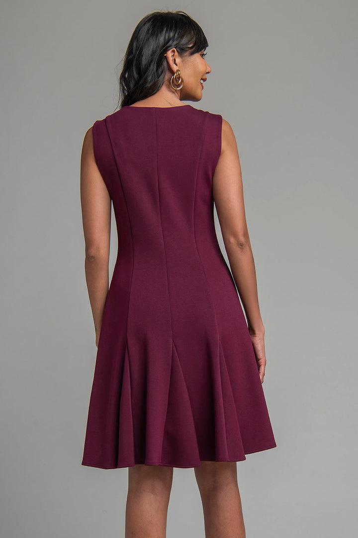 Vestido Corte Medio Circular Liso Sin Mangas