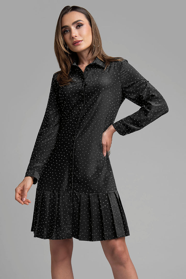 Vestido De Manga Larga Con Brillos