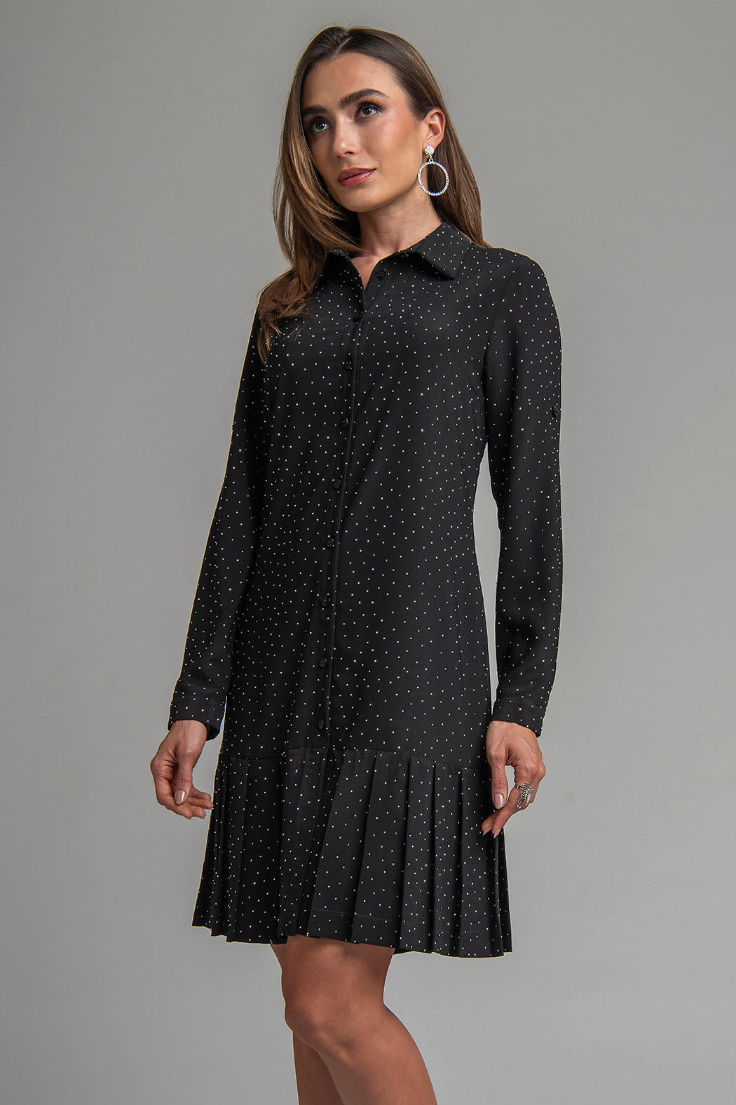 Vestido De Manga Larga Con Brillos