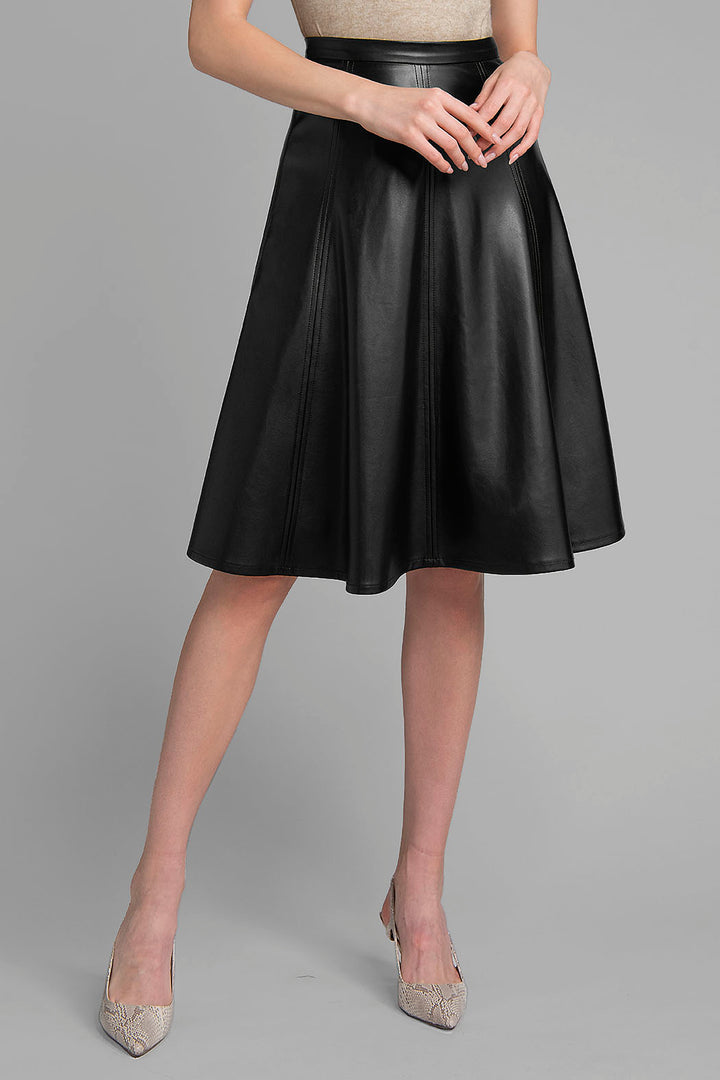 Falda Larga De Piel Corte Circular