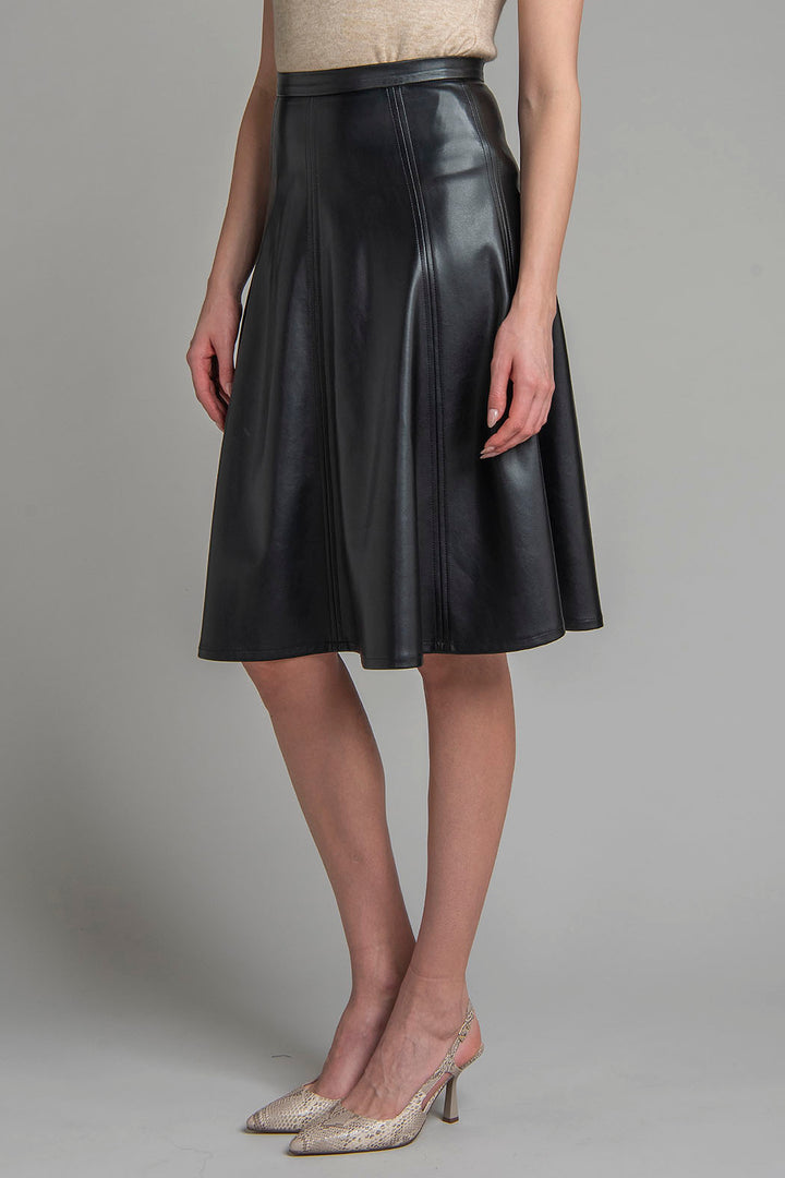 Falda Larga De Piel Corte Circular