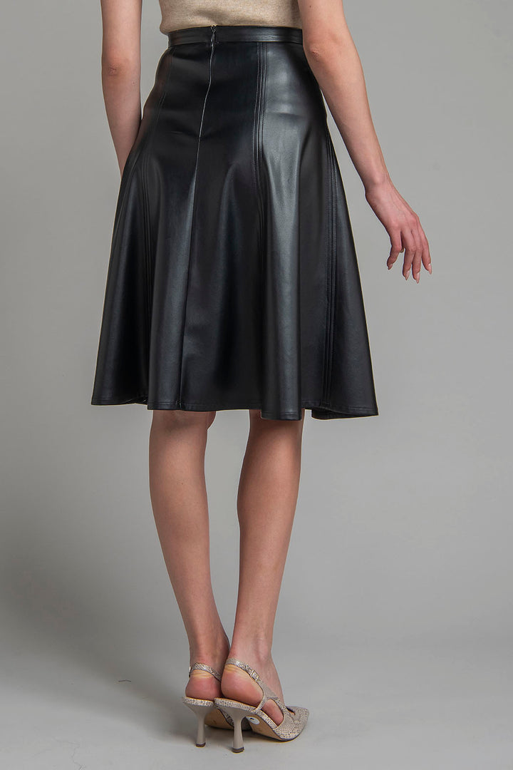 Falda Larga De Piel Corte Circular