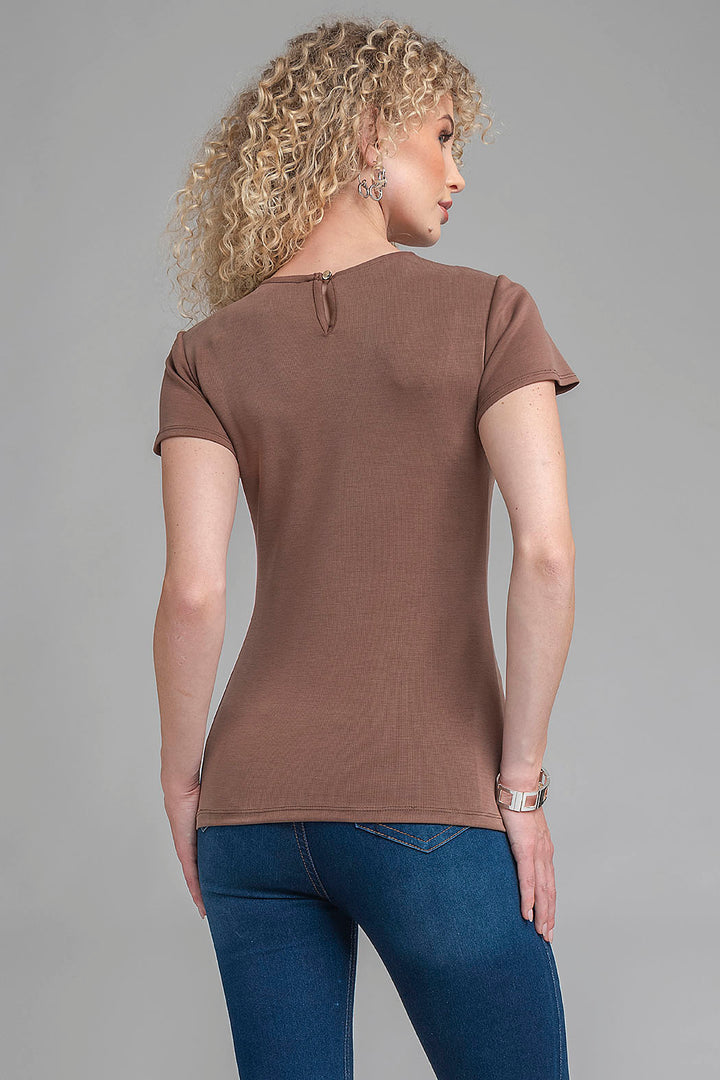 Blusa De Manga Corta Con Botones Al Costado