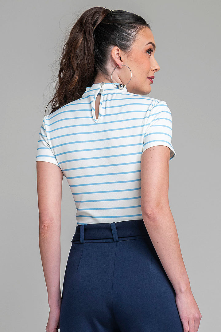 Blusa De Manga Corta Y Estampado De Rayas