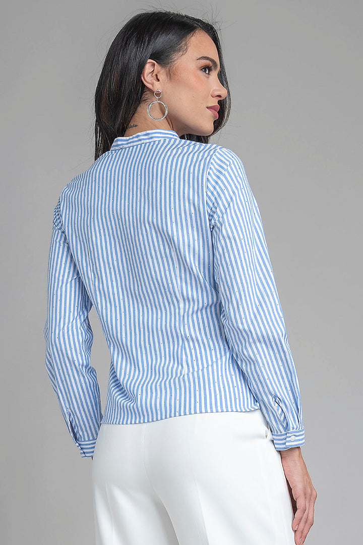 Blusa De Rayas Con Cuello V