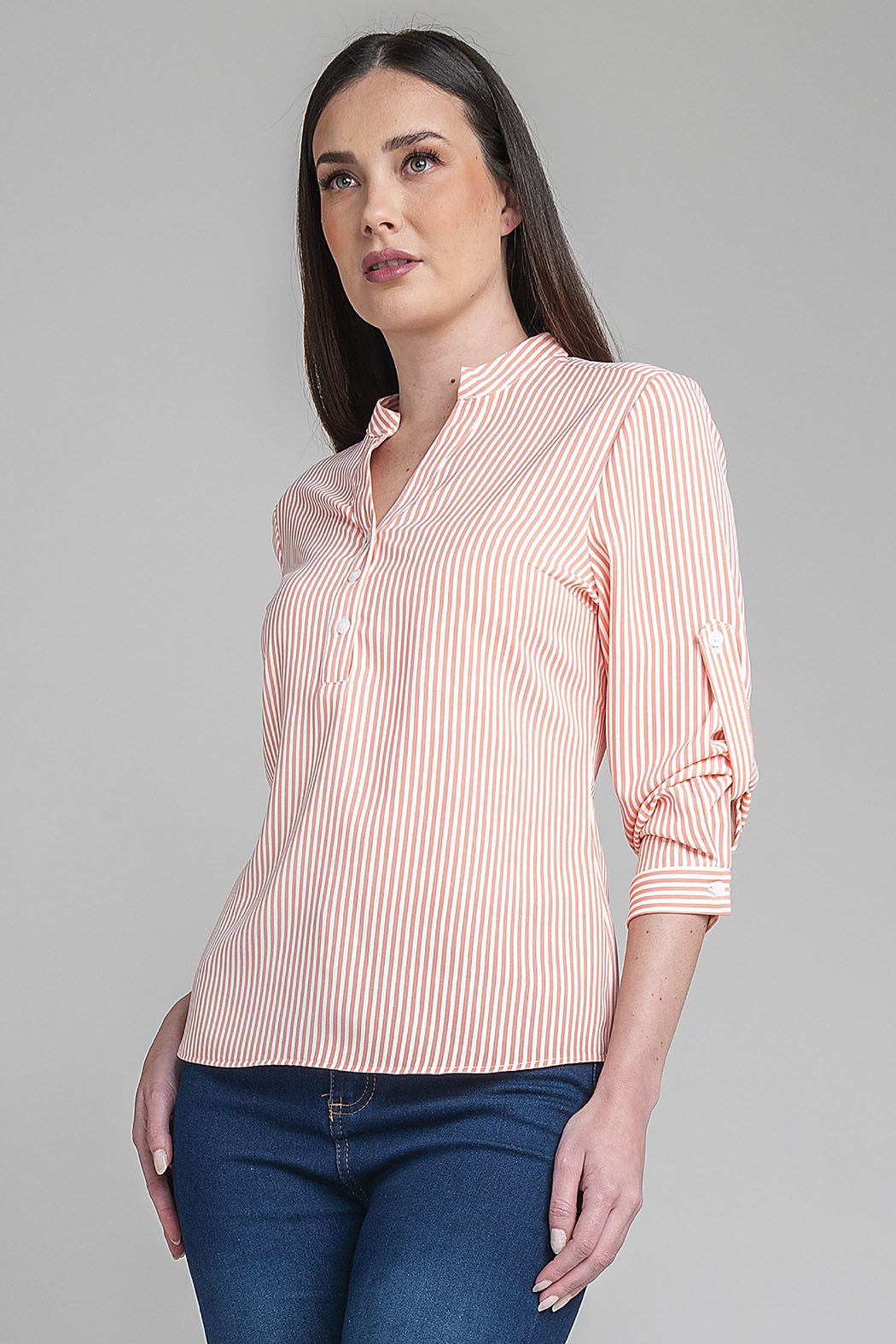 Blusa De Manga Larga Con Estampado De Rayas