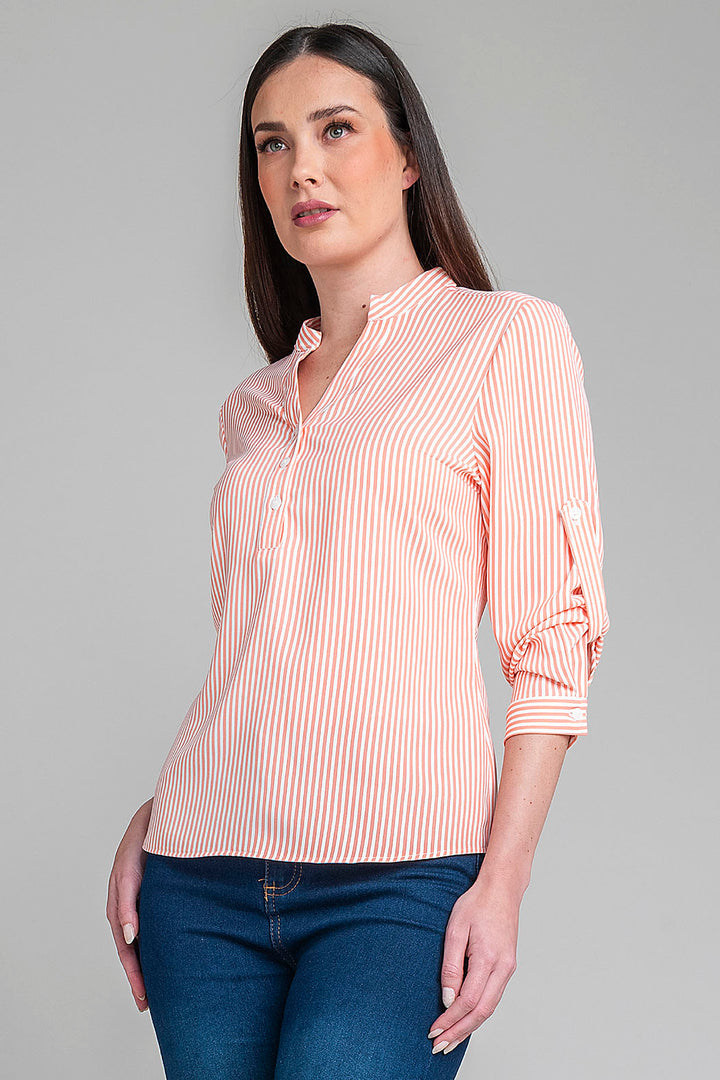 Blusa De Manga Larga Con Estampado De Rayas