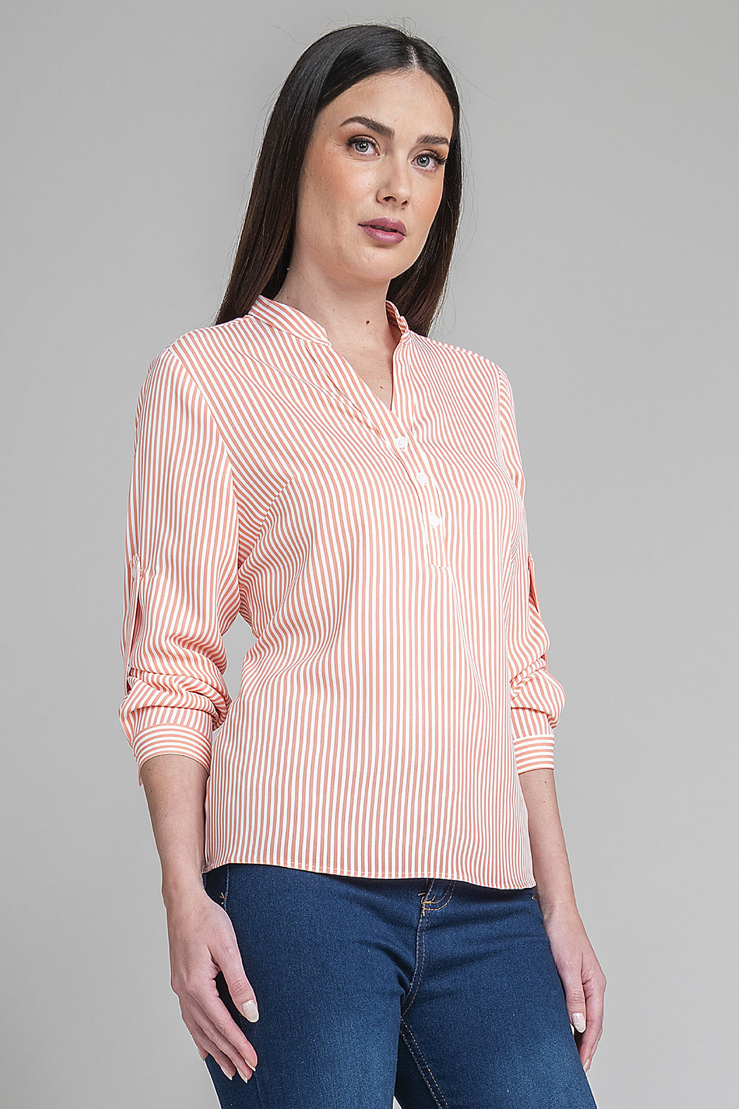 Blusa De Manga Larga Con Estampado De Rayas