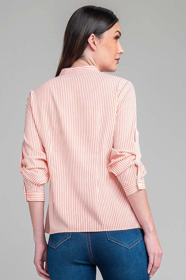 Blusa De Manga Larga Con Estampado De Rayas