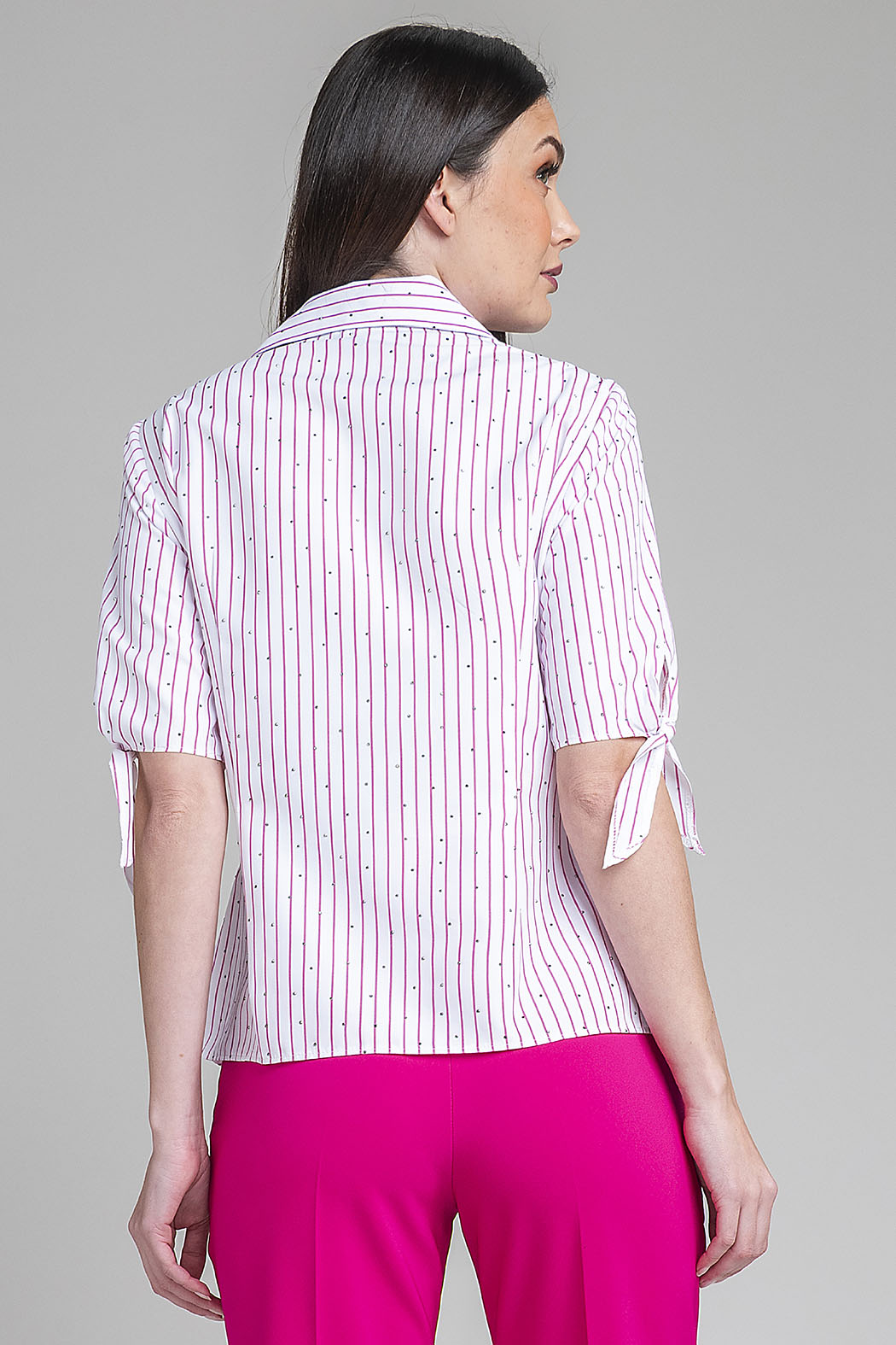 Blusa Camisera De Rayas Con Brillos