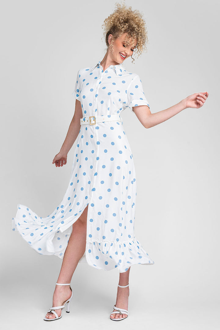 Vestido Largo Estampado De Lunares