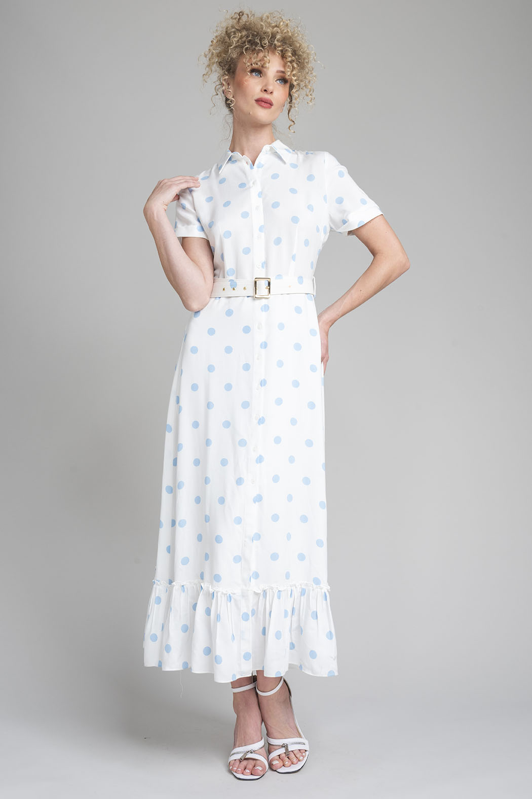 Vestido Largo Estampado De Lunares