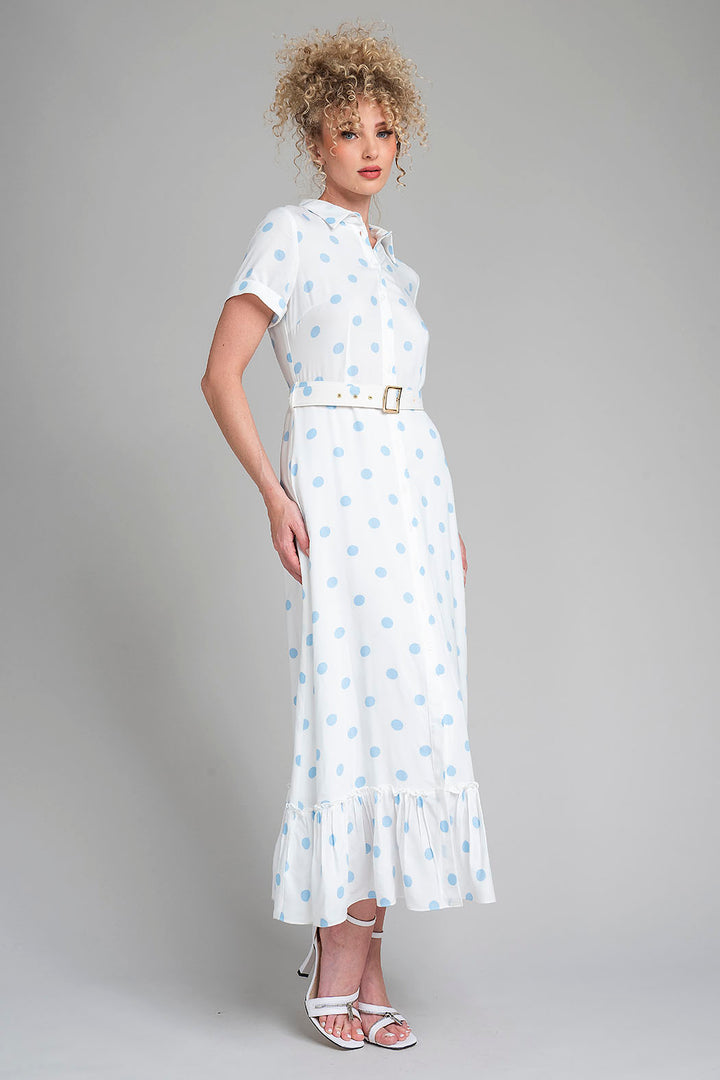 Vestido Largo Estampado De Lunares