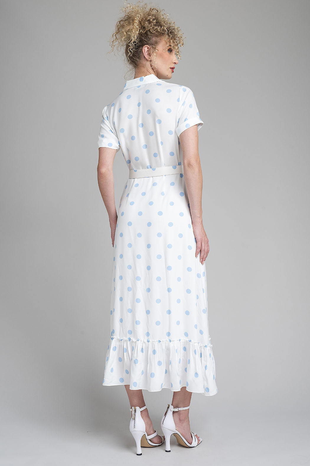 Vestido Largo Estampado De Lunares