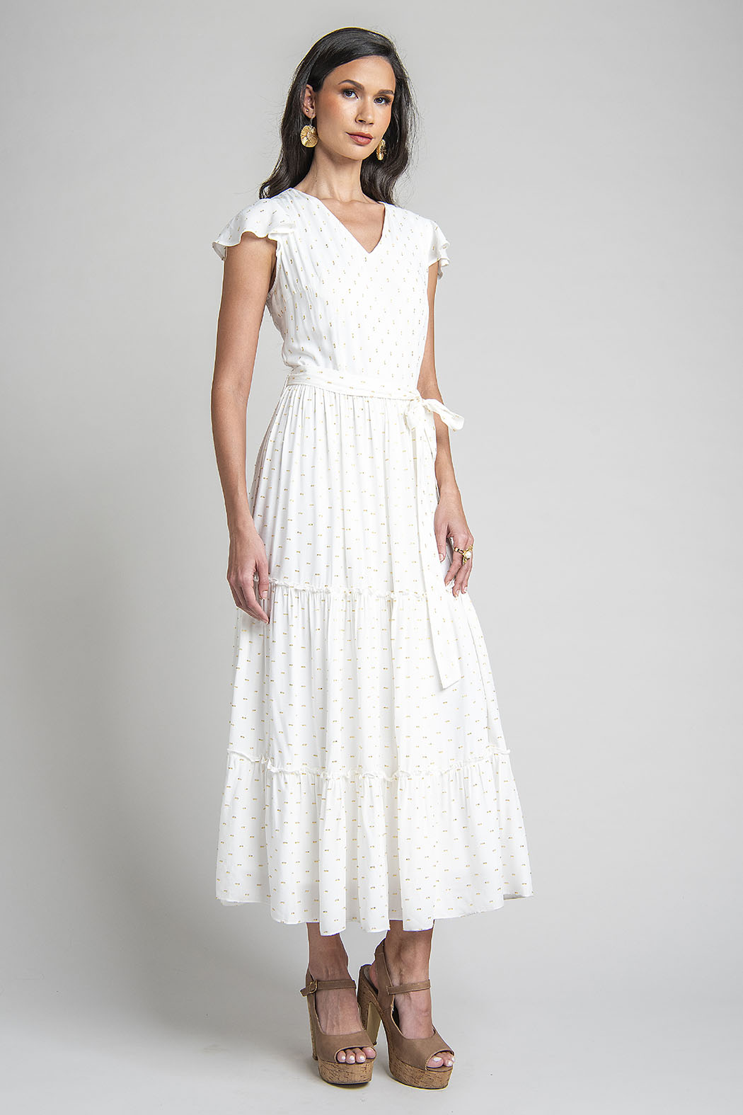Vestido Con Brillos Y Jareta