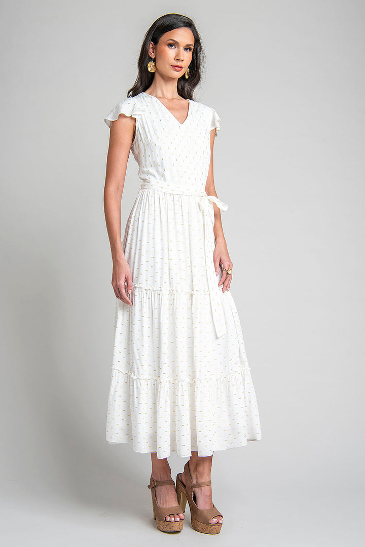 Vestido Con Brillos Y Jareta