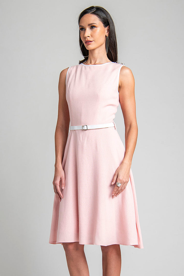Vestido Sin Mangas Con Cinturon
