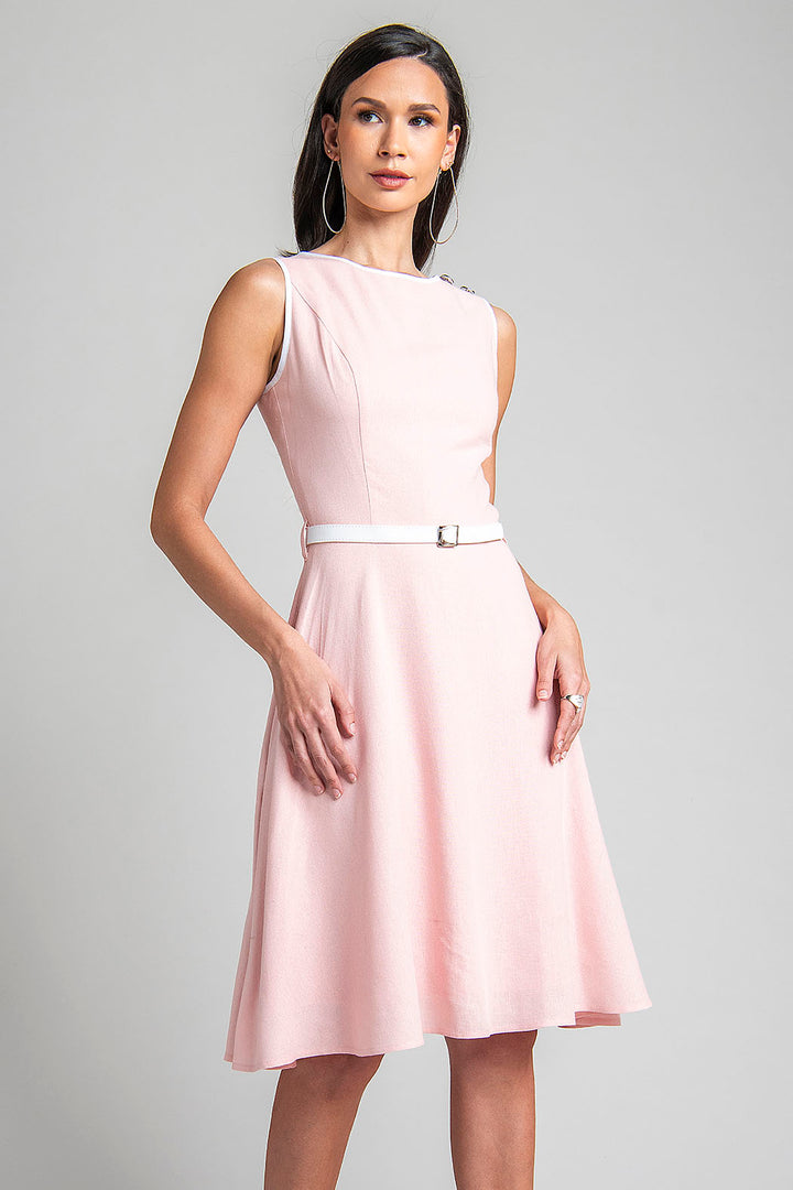 Vestido Sin Mangas Con Cinturon