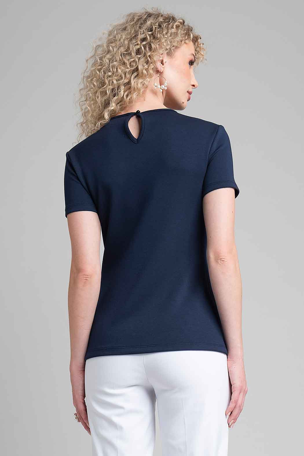 Blusa De Manga Corta Con Bonotes Laterales