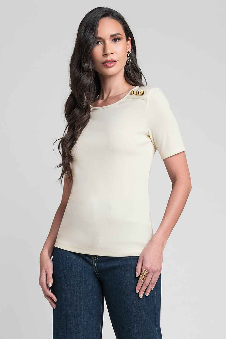 Blusa Con Botones En Hombro