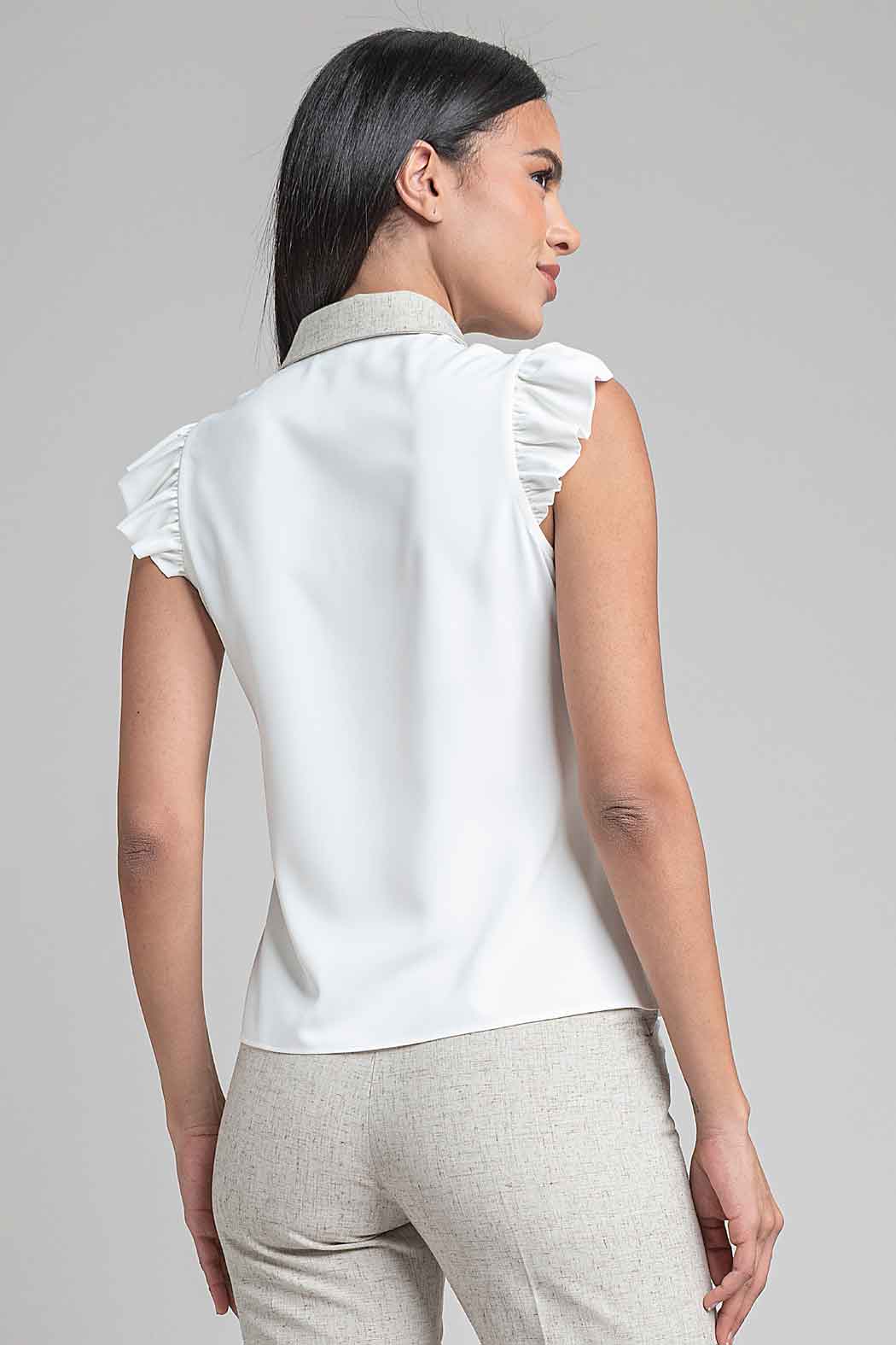 Blusa Sin Mangas Con Cuello Camisero
