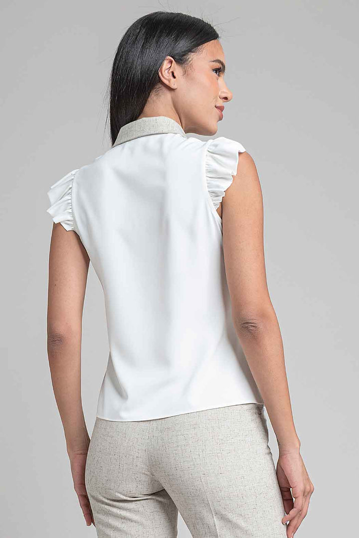 Blusa Sin Mangas Con Cuello Camisero