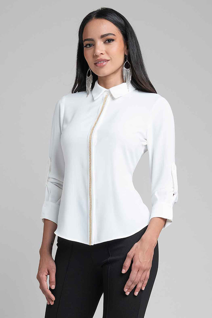 Blusa Camisera Con Botones Ocultos