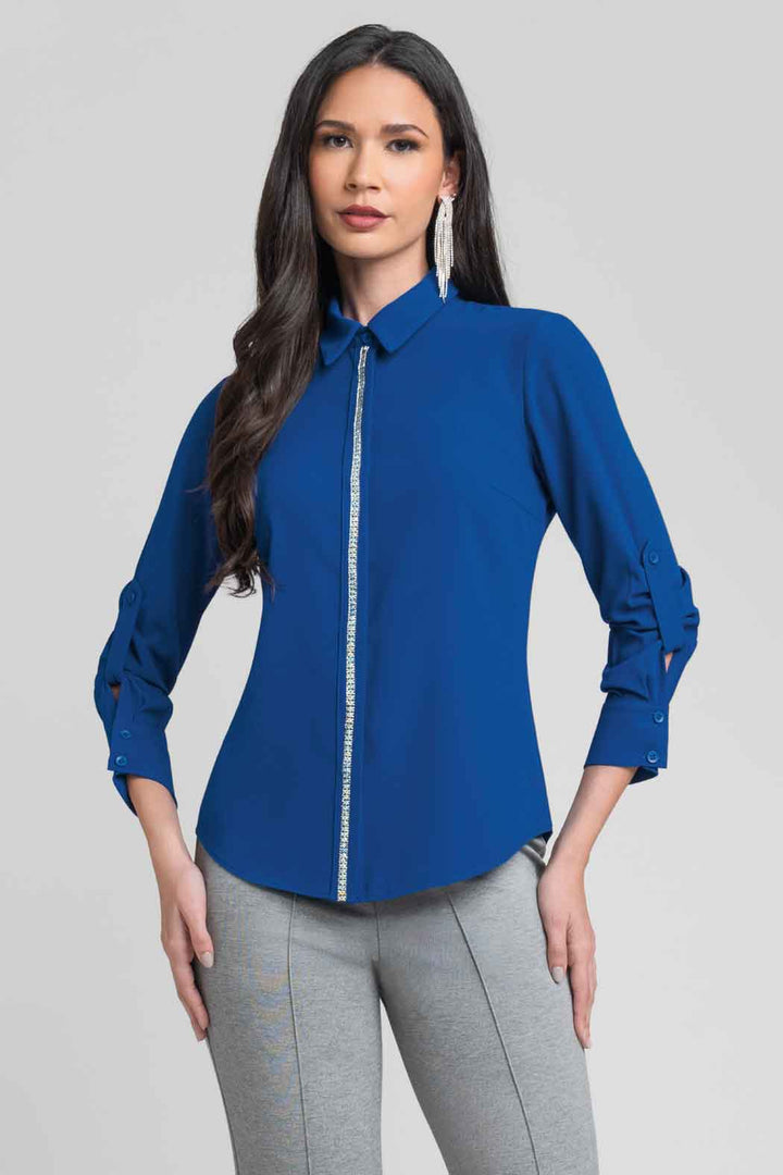 Blusa Camisera Con Botones Ocultos