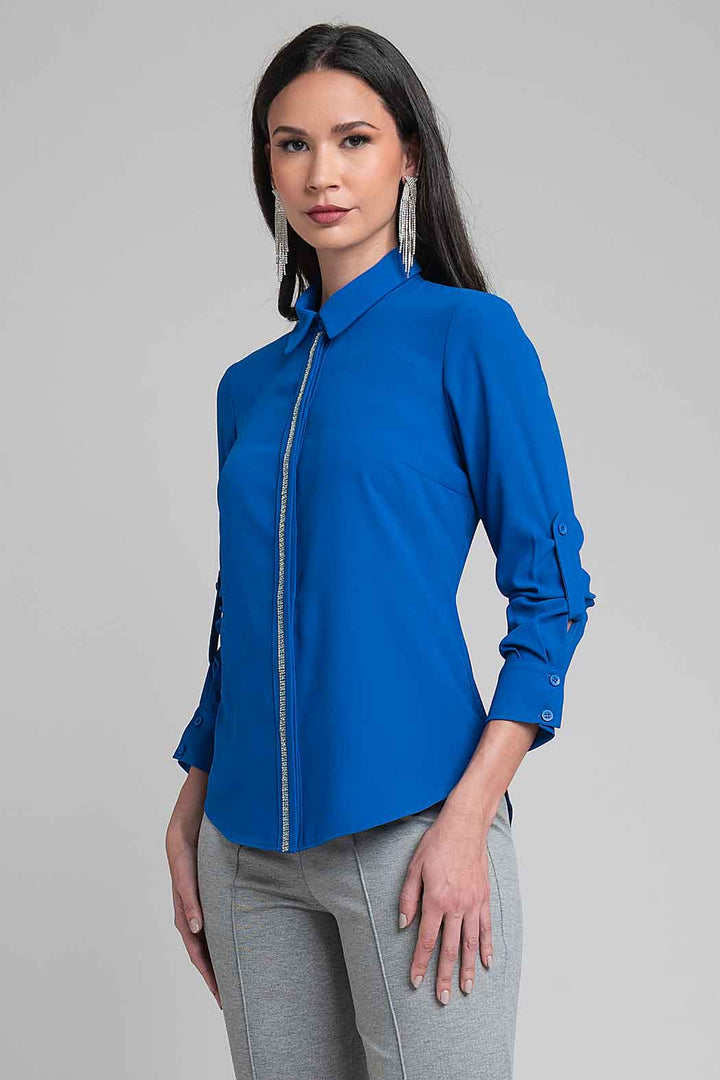 Blusa Camisera Con Botones Ocultos