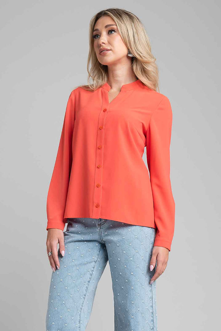 Blusa Lisa Camisera Con Manga Larga