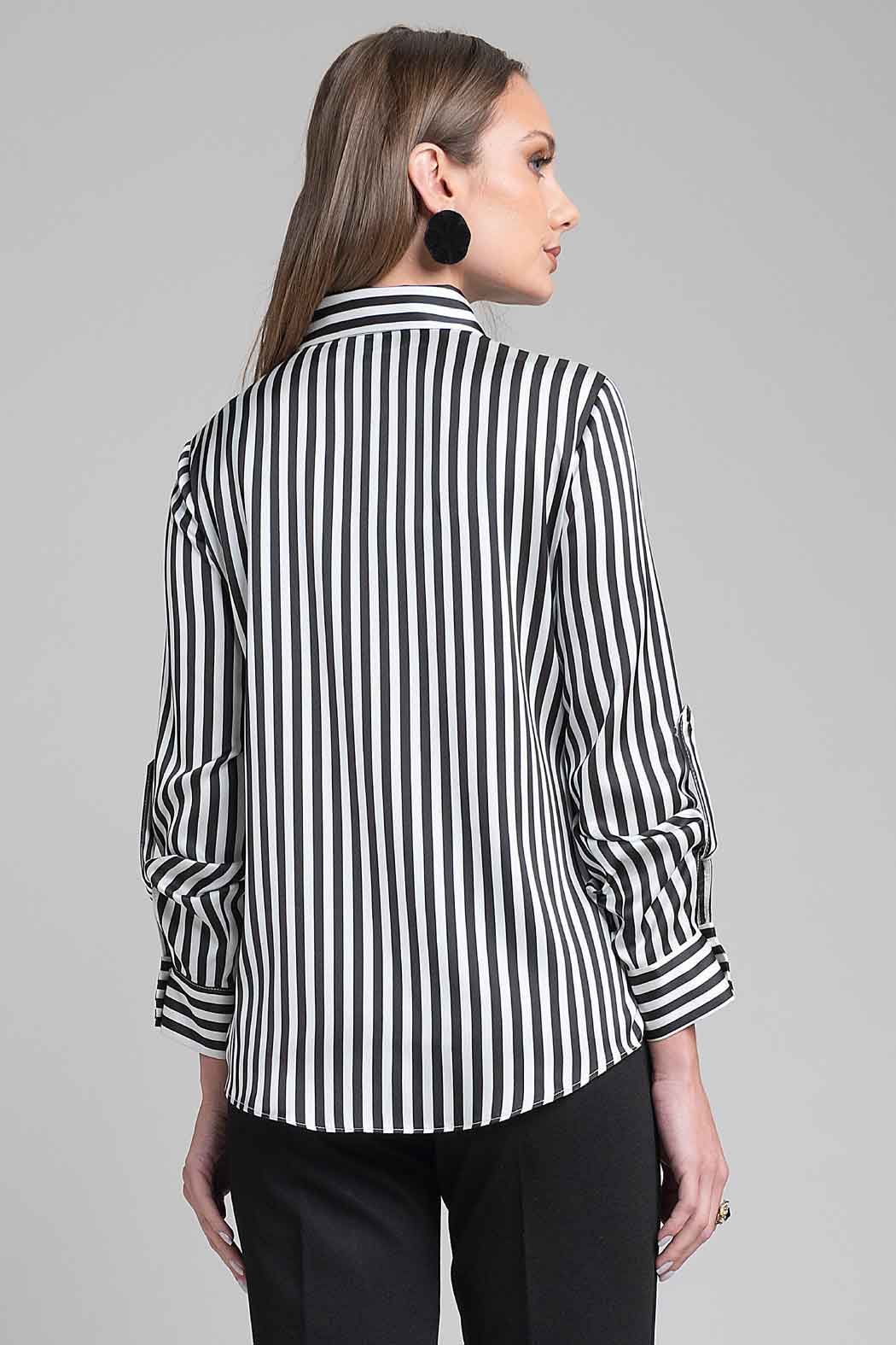 Blusa Camisera Con Estampado De Rayas
