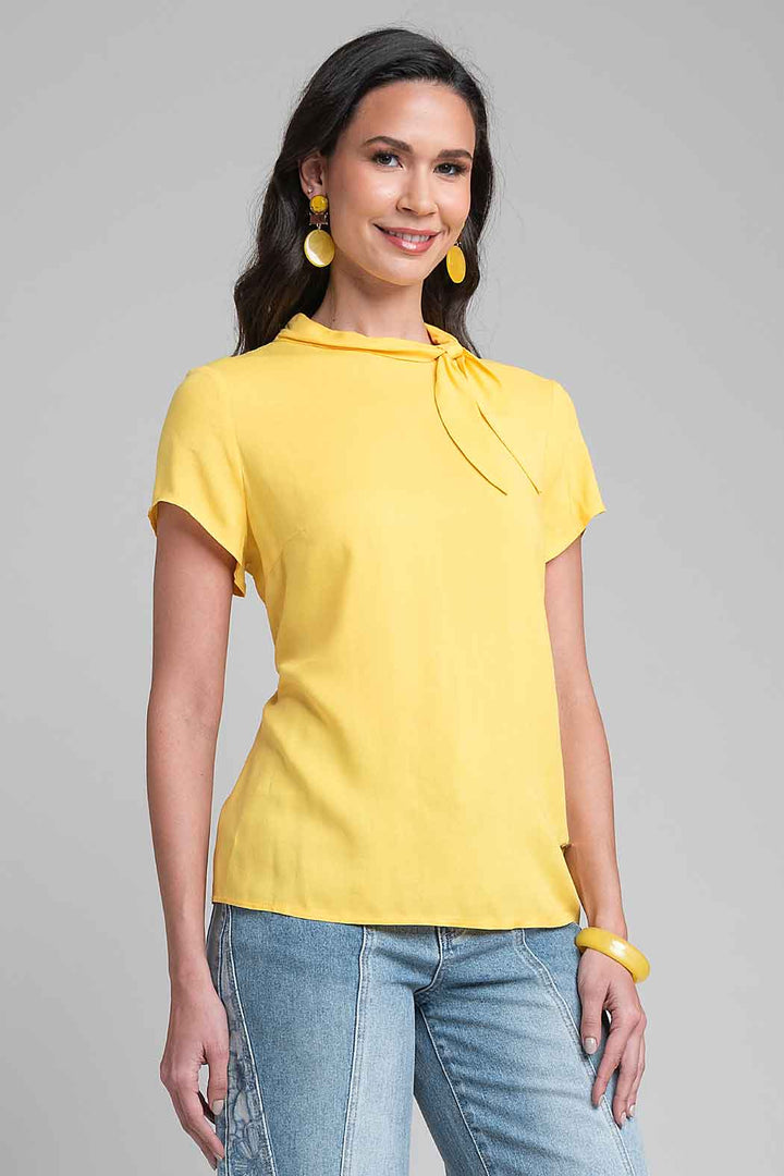 Blusa Lisa Con Amarre En Cuello