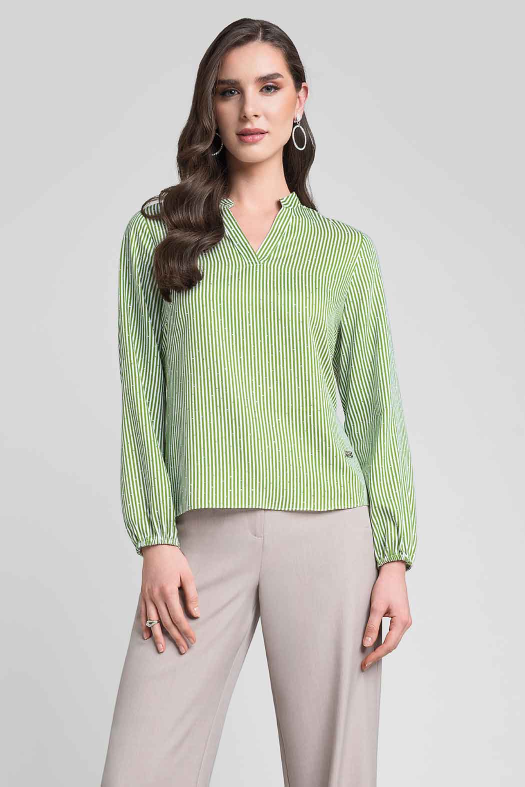 Blusa Estampado De Rayas Y Brillos