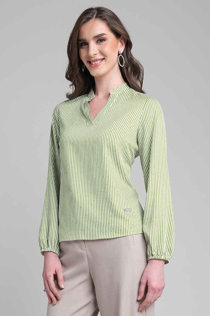 Blusa Estampado De Rayas Y Brillos