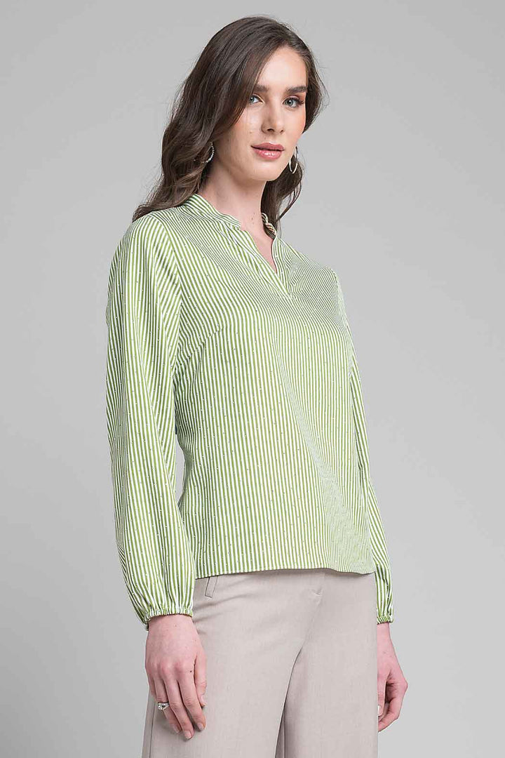 Blusa Estampado De Rayas Y Brillos