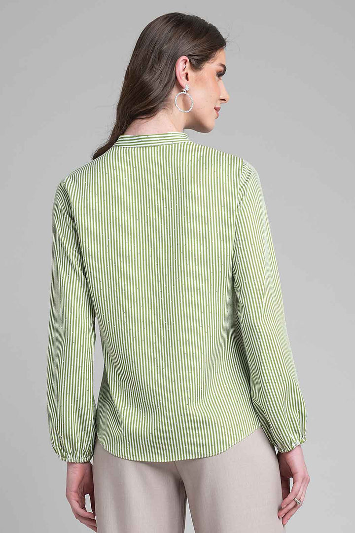 Blusa Estampado De Rayas Y Brillos